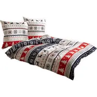 TRAUMSCHLAF Feinflanell Bettwäsche Norweger Hirsch 155x220 cm + 80x80 cm