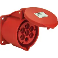 Pce 317-6v Anbaudose gerade 16A 7p 6h IP44/54 (Flansch 70x70 - Lochabstand 56x56)
