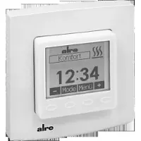 ALRE UP-Uhrenthermostat 50x50 mit Rahmen, RAL9010glanz