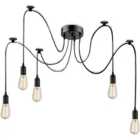 ISOLED Hängeleuchte Spider 1 Metall schwarz, 5 Kabel 2m, exkl. 5xE27 Leuchtmittel