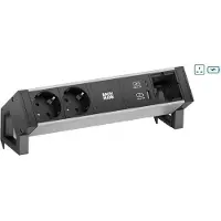 Bachmann DESK2 ALU BLACK 2xUK 1xUSBC 30W 0,2m GST18