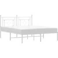 vidaXL Bettgestell mit Kopfteil Metall Weiß 160x200 cm