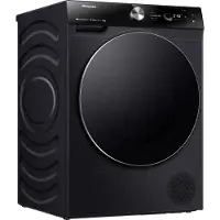 Hisense 7S Freistehender Wäschetrockner mit Wärmepumpe, 10 kg, Freistehend, Frontlader, Wärmepumpe, Schwarz, Tasten, Drehregler, Berührung, Rechts