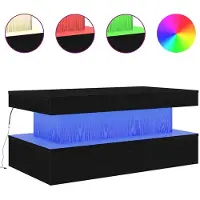 vidaXL Couchtisch mit LED-Leuchten Schwarz Eichen-Optik 90x50x40 cm