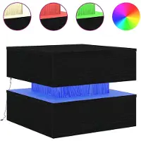 vidaXL Couchtisch mit LED-Leuchten Schwarz Eichen-Optik 50x50x40 cm