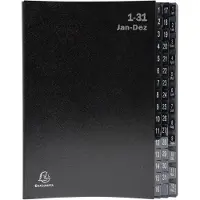 Exacompta 57044E 4x Pultordner Ordnungsmappe mit 44 Fächern aus Recycling-Karton, numerisches Register 1-12 und 1-31, für DIN A4 - Schwarz