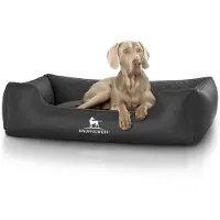 Knuffelwuff Hundebett Milan aus laser-gestepptem Kunstleder XXL 120 x 85cm Schwarz