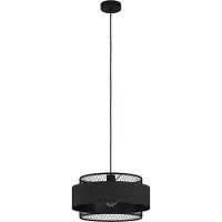 Eglo Hängelampe Bazely, Industrial Pendelleuchte über Esstisch, Gitter Lampe hängend, 1-flammige Deckenlampe aus Metall Draht und Textil, E27, Ø 40 cm