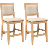 vidaXL Barhocker mit Kissen 2 Stk. Natur Massivholz Gummibaum