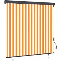 vidaXL Rollo Weiß und Orange 180 x 250 cm Stoff und Aluminium
