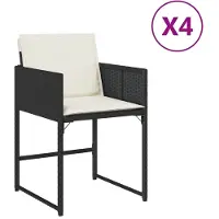 vidaXL Gartenstühle mit Kissen 4 Stk. Schwarz Poly Rattan