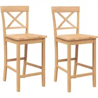 vidaXL Barhocker 2 Stk. Natur Massivholz Gummibaum