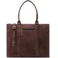 Manfield Dunkelbrauner Veloursleder-Shopper | Größe Onesize