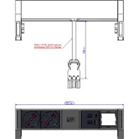 Bachmann DESK2 ALU BLACK 2xP40 937.3281xCM 1xUSB A&C 22W 0,2m GST18