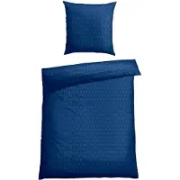 Schiesser Bettwäscheset Drops | Grafikprint | Feinbiber | 2-teilig | 100% Baumwolle | Kuschelweich | YKK-Reißverschluss | 135x200 cm + 80x80 cm | Dunkelblau