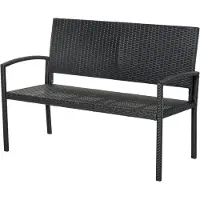 Outsunny Gartenbank, 2-Sitzer Sitzbank in Rattanoptik Parkbank bis 240 kg Stahl