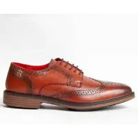 Purapiel Herren Schnürschuh Oxford Cabale aus Leder, Braun, wasserdicht und rutschfest