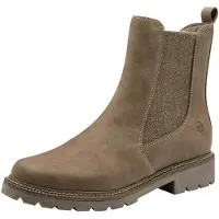 Tamaris Damen Stiefelette Chalsea unifarben Blockabsatz Vegan 1-25483-45, Größe:40 EU, Farbe:Beige