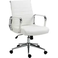 SVITA Office Comfort Bürostuhl Schreibtischstuhl Drehstuhl Niedrige Rückenlehne Kunstleder Weiß