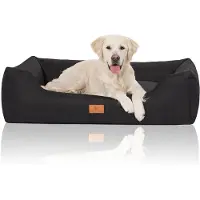 Knuffelwuff Hundebett Lotte aus Velours mit feinem Handwebcharakter XL 105 x 75cm Schwarz