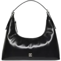 Calvin Klein Emblem Hardware Leather Shoulder Bag Black Größe: OS | Umhängetaschen Outlet | Damen | Schwarz