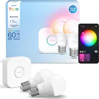 Philips Hue E27 2er-Set + Hue Bridge v2.1 – Intelligentes Licht-Bundle
