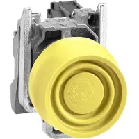Schneider Electric XB4BPS51EX Drucktaster, Harmony XB4, Metall, 22mm, gelb, tastend, mit Schutzkappe, 1S, ATEX
