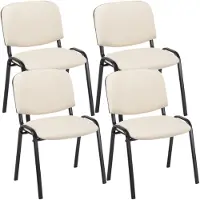 CLP 4er Set Besucherstuhl Ken Kunstleder stapelbar und mit modernem Design creme