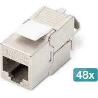 Digitus CAT 6A Keystone Modul, geschirmt, werkzeugfreier Montageanschluss - 48 Stk., Flach, Silber, RJ-45, LSA, Buchse, 10GBase-T