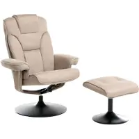 Beliani Relaxsessel mit Fußhocker Taupe Stoff Drehbar Manuell Verstellbar Liegefunktion Modern Retro Fernsehsessel