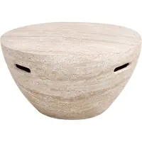Beliani Couchtisch Beige Travertinoptik Steinoptik Rund Modernes Design Indoor Outdoor Wohnzimmer Couchtisch Kaffeetisch Loungetisch