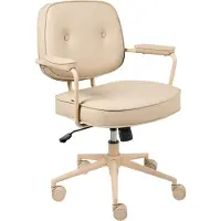 Beliani Bürostuhl Beige Kunstleder Drehbar Höhenverstellbar mit Armlehnen Modernes Design für Büro Homeoffice Schreibtischstuhl Drehstuhl