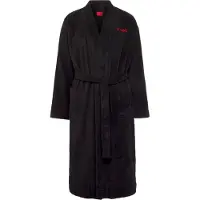HUGO Bademantel "Terry Gown" Gr. L, schwarz, L (52), Baumwolle, Hausmäntel, Bademantel, mit Bindegürtel