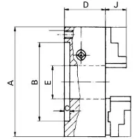 Format Dreibacken-Drehfutter DIN6350 Guss 315/103mm, Material:Guss, Durchmesser:55 mm, Typ:nv, DIN:DIN 6350, Backenanzahl:Dreibacken, Größe A:200 mm, Kurzkegelgröße:nv, Kurzkegel:nv
