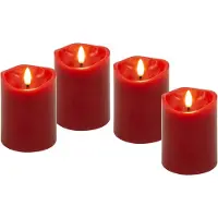 Goobay 4er-Set LED-Echtwachskerzen, rot