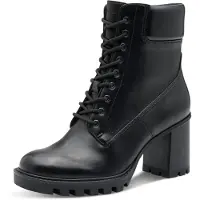 Tamaris Damen Stiefelette Vegan mit Reißverschluss und Blockabsatz 1-25132-45, Größe:38 EU, Farbe:Schwarz