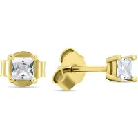Brilio Silver Sparkling gold-plated stud earrings with zircons EA617Y