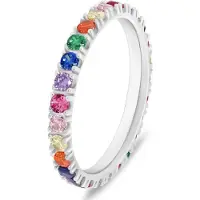 Brilio Silver - Charming silver ring with colored zircons RI118WRBW - Circuit: 52 mm