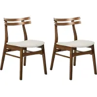 Beliani Esszimmerstuhl 2er Set Braun u. Beige Holz mit Polstersitz Rückenlehne ohne Armlehnen Retro-Design Polsterstuhl Küchenstuhl Holzstuhl