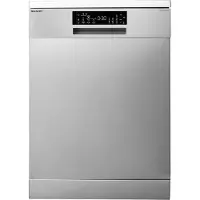 Sharp QW-NA25GF44BS-DE Freistehender Geschirrspüler mit Besteckschublade (60cm), (14 Gedecke, EEK B), (8 Programme, AquaStop), Silber