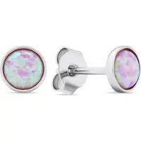 Brilio Silver Silver stud earrings with pink synthetic opals EA579WP