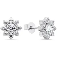 Brilio Silver - Decent silver earrings with zircons Flowers EA577W