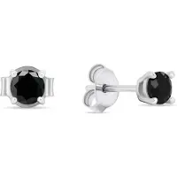 Brilio Silver Silver stud earrings with black zircons EA598WBC