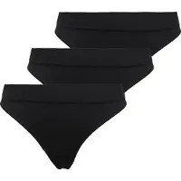 ONLY T-String "ONLVICKY RIB S-LESS THONG 3-PK NOOS", Damen, Gr. L, 3 Stk., schwarz (schwarz pack:x 3), Jersey, Obermaterial: 94% Polyamid, 6% Elasthan, unifarben, Unterhosen T-String