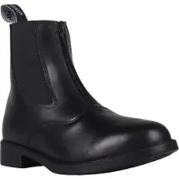 QHP Manilla Leder-Stiefelette mit Reißverschluss vorne und breitem elastischem Einsatz