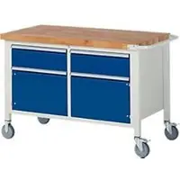 RAU Werkbank Serie 8466, fahrbar, 2 Schubladen, 2 Türen, B 1250 x T 700 X H 880 mm