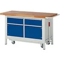 RAU Werkbank Serie 8466, absenkbar, 2 Schubladen, 2 Türen, B 1500 x T 700 x H 880 mm