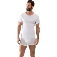 Mey T-Shirt "CASUAL COTTON (K)", Herren, Gr. 4XL, weiß, Feinripp, Obermaterial: 100% Baumwolle, unifarben, körpernah hüftlang, Rundhals, Shirts T-Shirt, Elastischer Halsabschluss