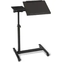 Aktiv shop GmbH ELONEO mobiler Betttisch auf Rollen, Stehtisch höhenverstellbar/breitenverstellbar, Tischplatte neigbar/klappbar, Bett-Beistelltisch für Krankenbett, Pflegebett, Laptoptisch (Schwarz)