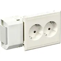 Schneider Electric Doppelsteckdose ohne Schriftfeld fuer Kanaleinbau CYB-PS perlweiss RAL 1013 5951511